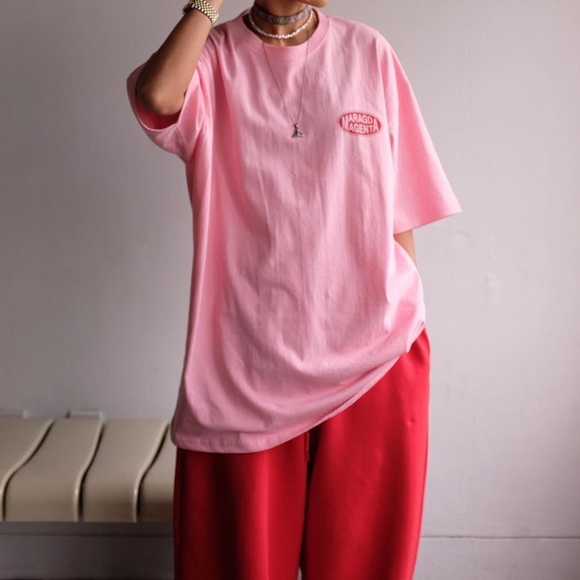 Pink t-shirt oversized women tee t-shirt shirt cotton top - Picture 4 of 6